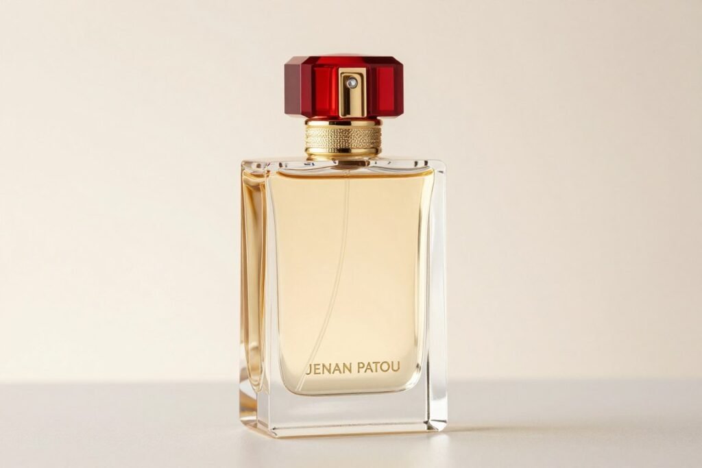 Frasco do perfume Joy de Jean Patou com seu design elegante